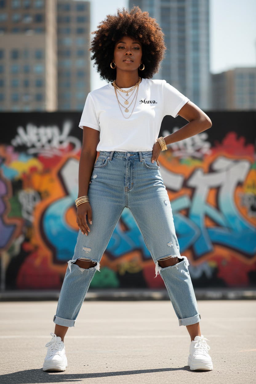 Muva Chest Script T-Shirt — Minimalist Mom/Queen Graphic Tee